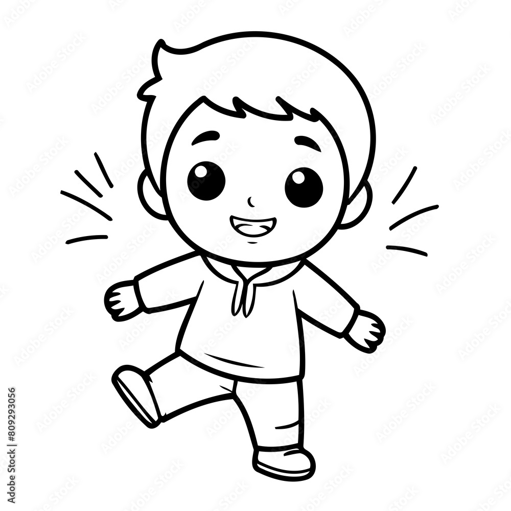 Cute vector illustration Boy drawing for children page Cute vector illustration Boy drawing for children page