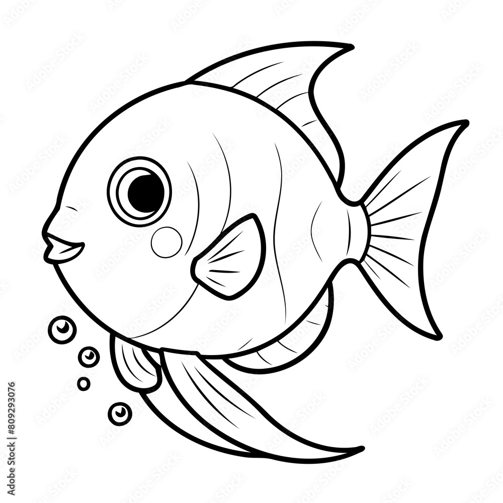 Cute vector illustration Angelfish for toddlers colouring page Cute vector illustration Angelfish for toddlers colouring page