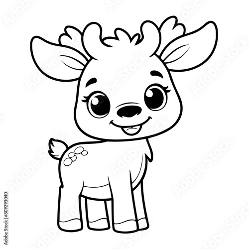 Cute vector illustration Moose hand drawn for kids coloring page