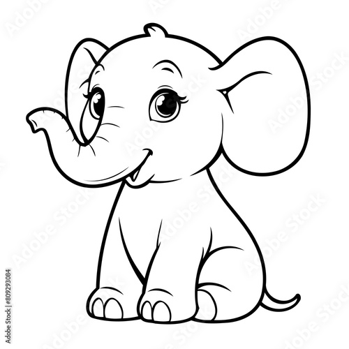 Cute vector illustration Elephant hand drawn for toddlers