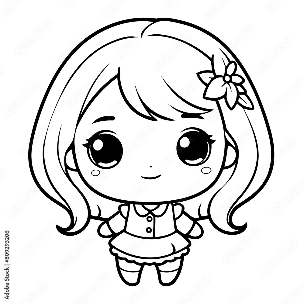 Vector illustration of a cute girl doodle for toddlers worksheet Vector illustration of a cute girl doodle for toddlers worksheet