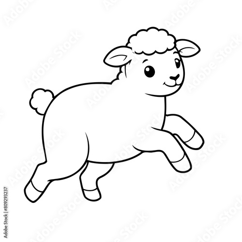 Vector illustration of a cute Sheep drawing for colouring page © meastudios