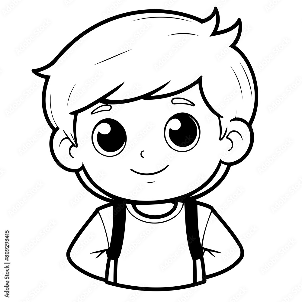 Cute vector illustration Boy doodle for toddlers colouring page