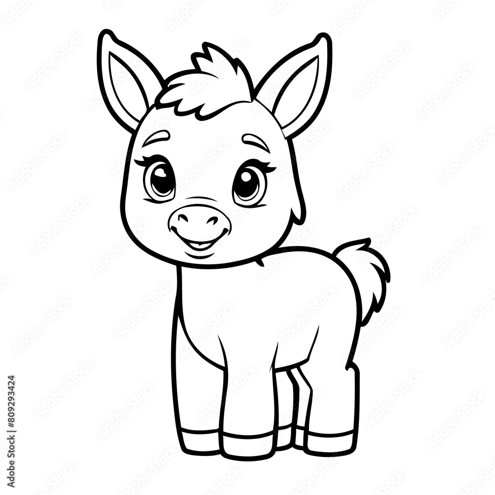 Cute vector illustration Donkey drawing for children page Cute vector illustration Donkey drawing for children page