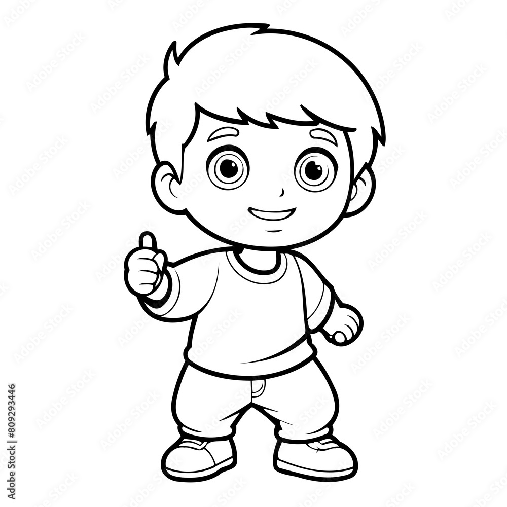 Vector illustration of a cute Boy drawing for children page Vector illustration of a cute Boy drawing for children page
