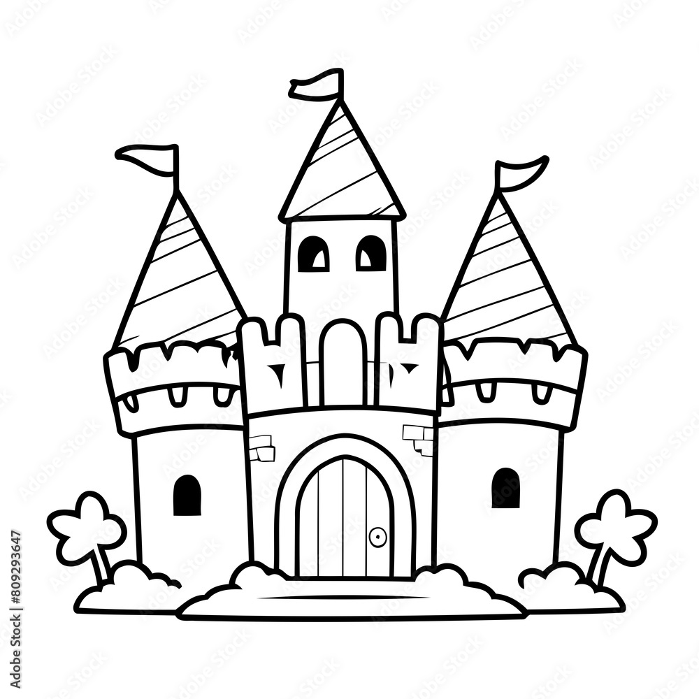 Simple vector illustration of Castle drawing for toddlers book