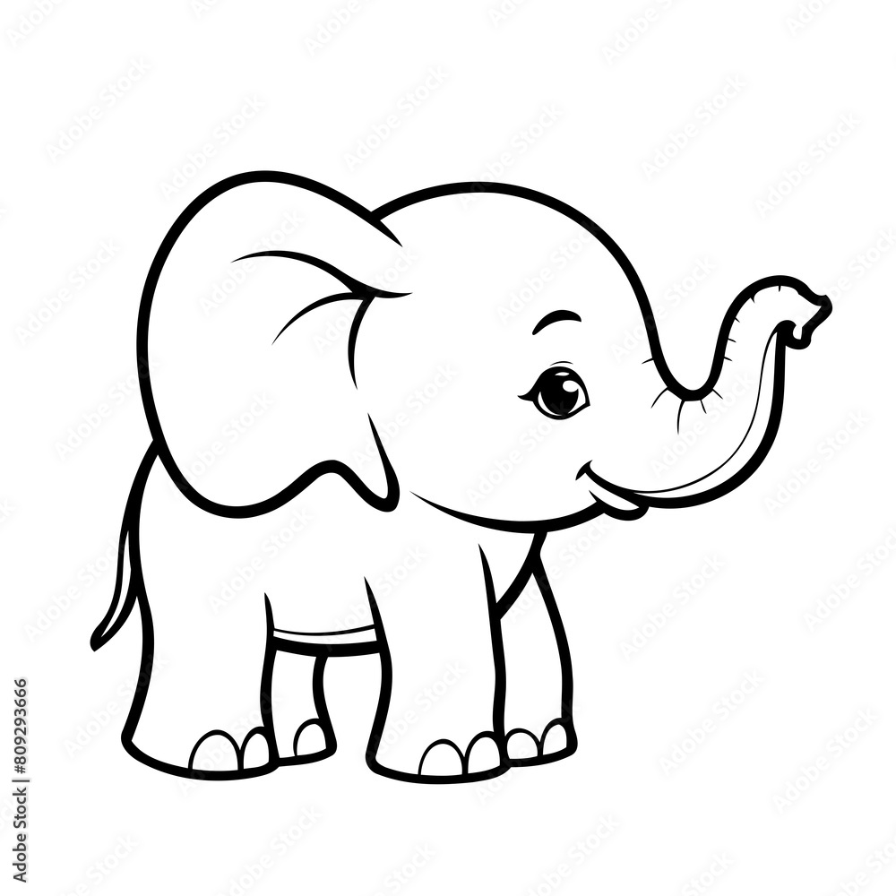 Vector illustration of a cute Elephant drawing for kids colouring page Vector illustration of a cute Elephant drawing for kids colouring page