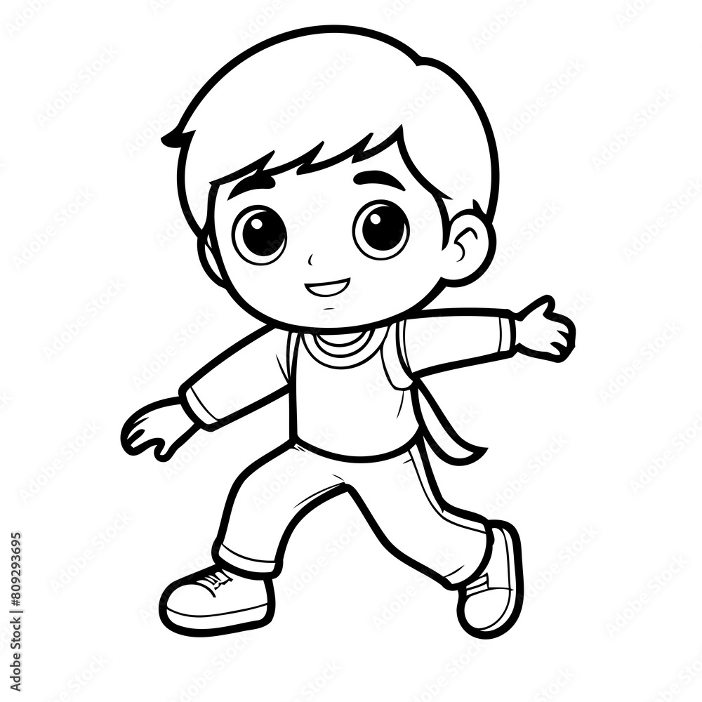 Simple vector illustration of Boy drawing for toddlers book Simple vector illustration of Boy drawing for toddlers book