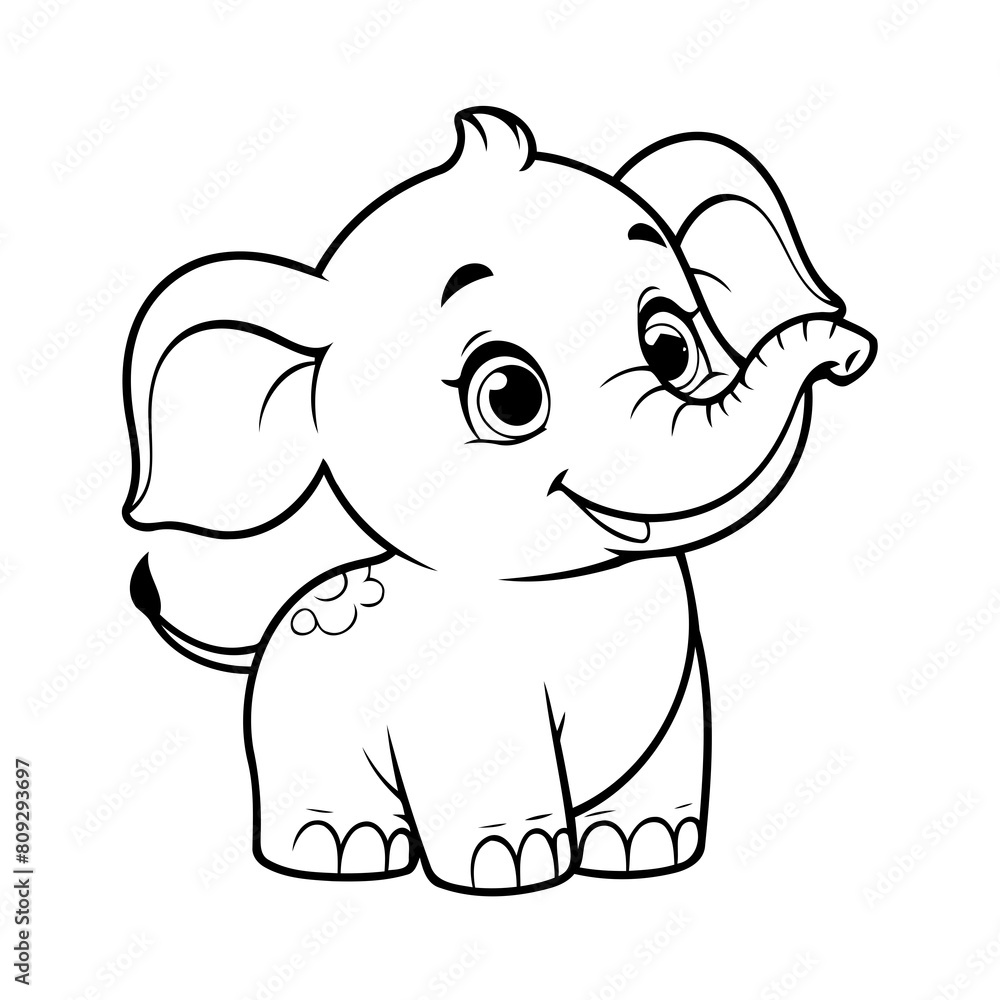 Naklejka premium Simple vector illustration of Elephant drawing for toddlers book