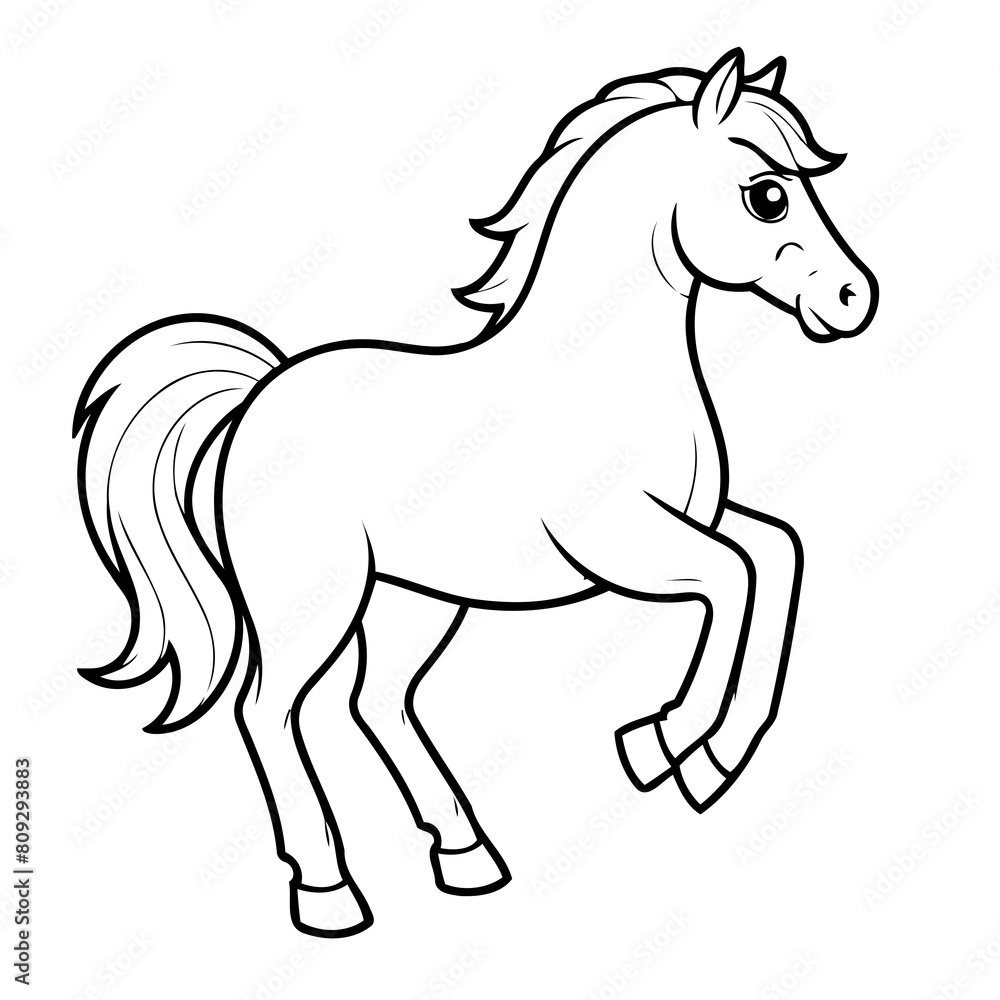 Simple vector illustration of Horse drawing for toddlers coloring activity