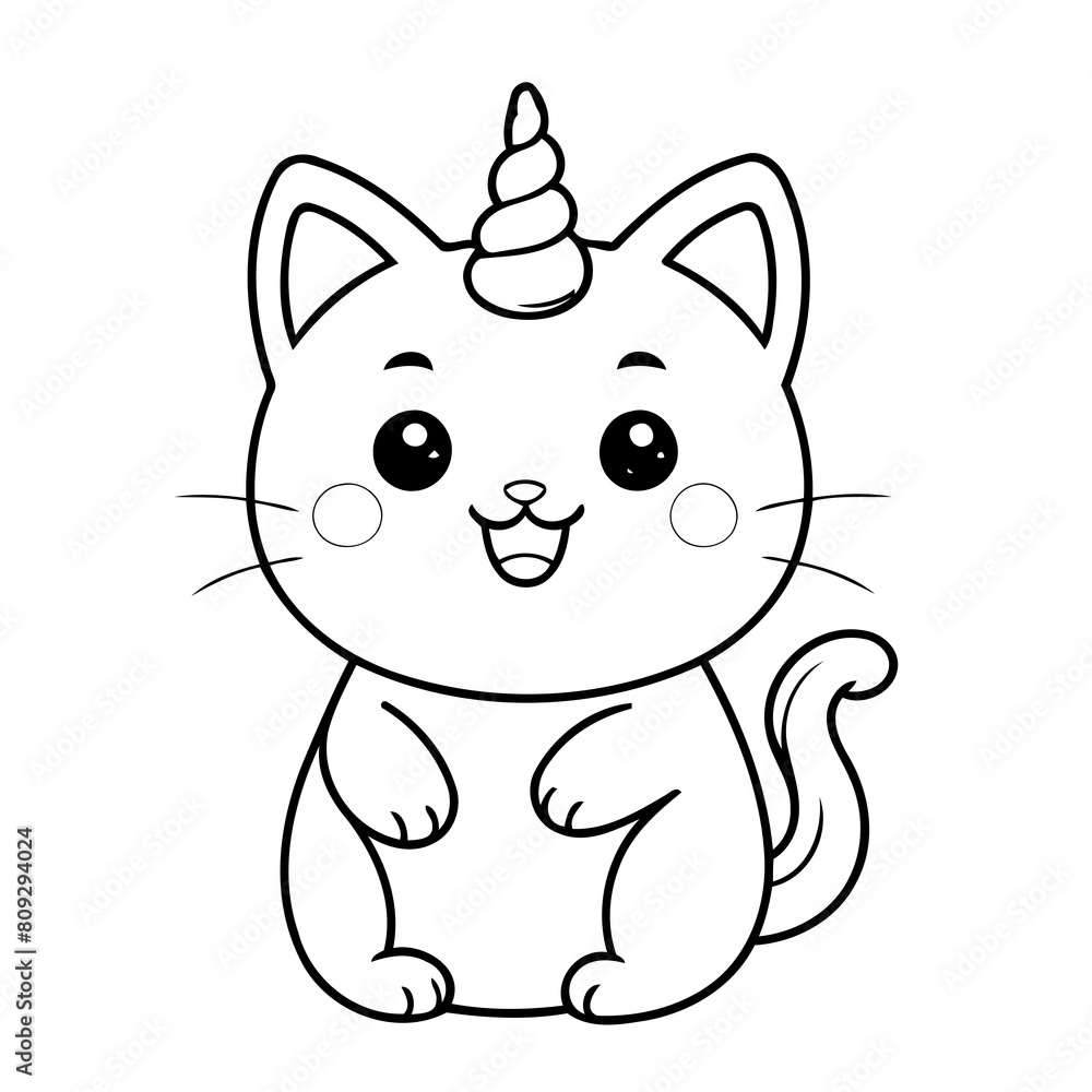 Simple vector illustration of Caticorn drawing for toddlers book Simple vector illustration of Caticorn drawing for toddlers book