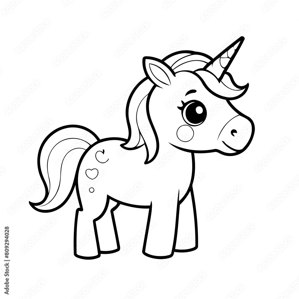 Cute vector illustration Unicorn hand drawn for kids coloring page Cute vector illustration Unicorn hand drawn for kids coloring page