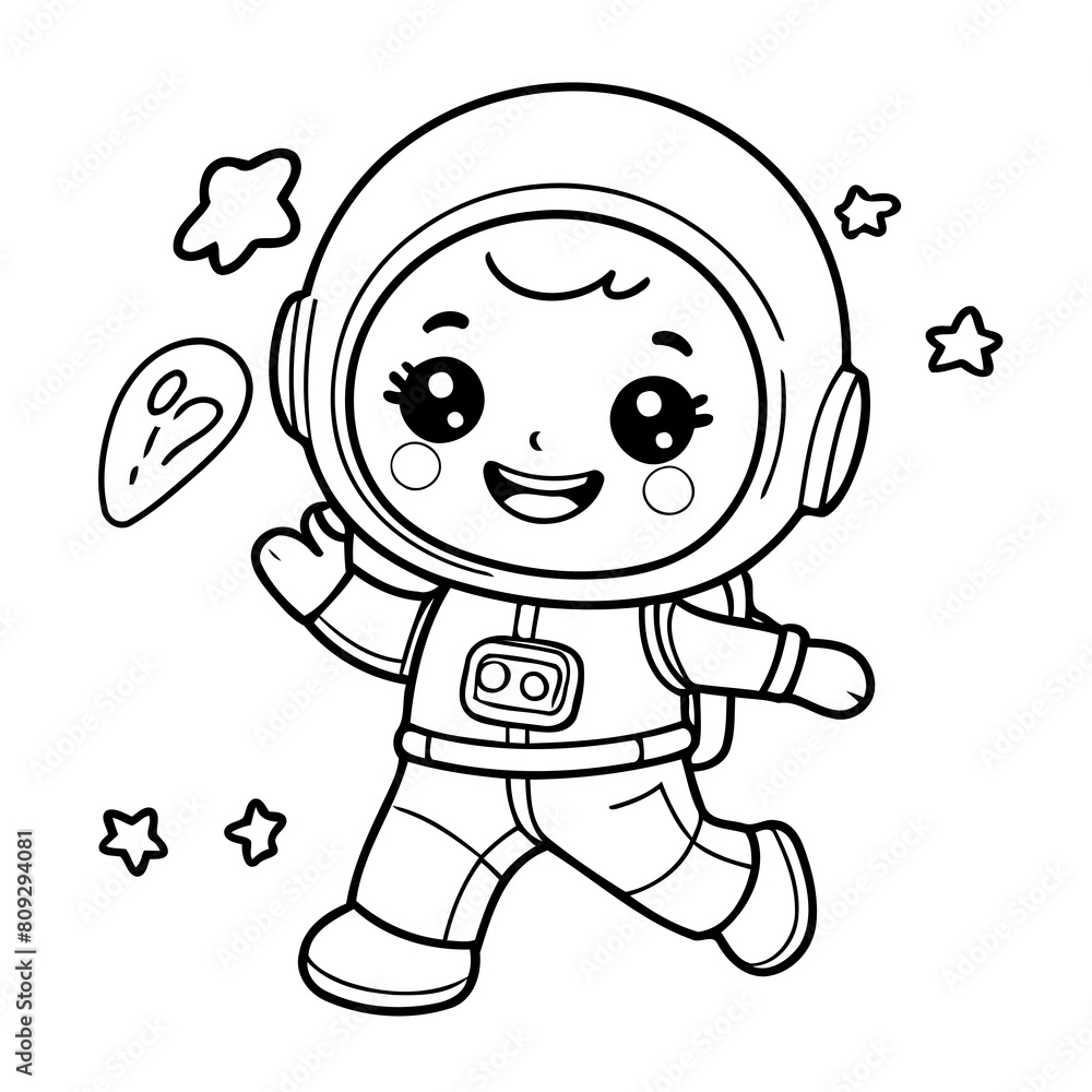 Cute vector illustration dogastronaut hand drawn for kids coloring page Cute vector illustration dogastronaut hand drawn for kids coloring page