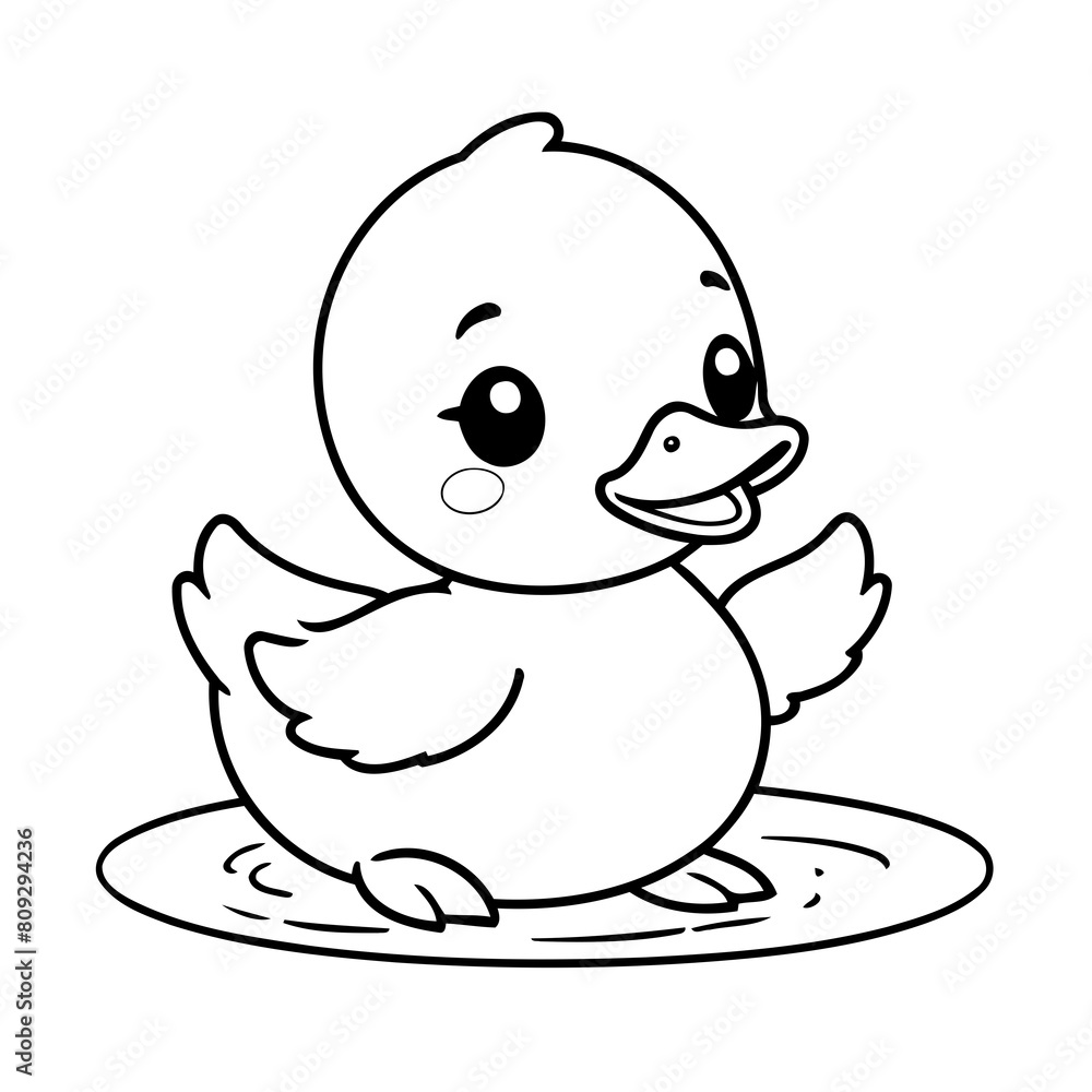 Simple vector illustration of Duck drawing for children page Simple vector illustration of Duck drawing for children page