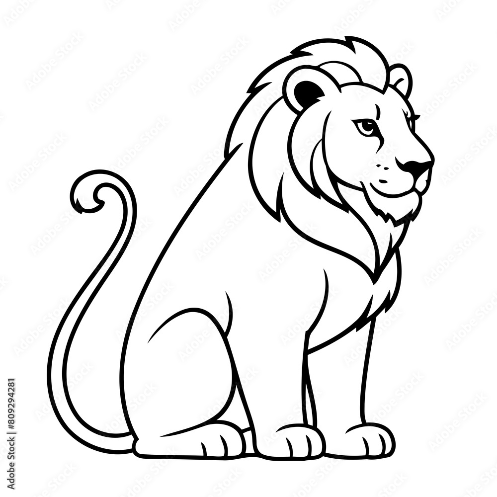 Obraz premium Vector illustration of a cute Lion doodle colouring activity for kids