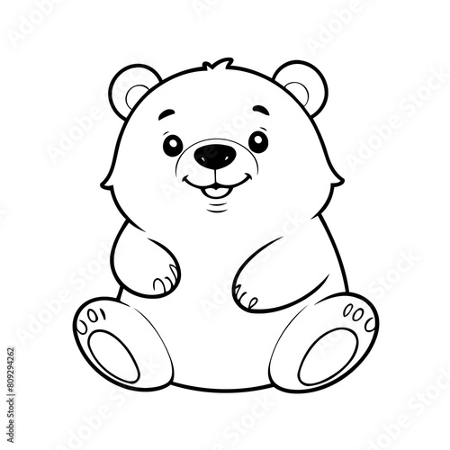 Cute vector illustration Bear doodle for toddlers worksheet