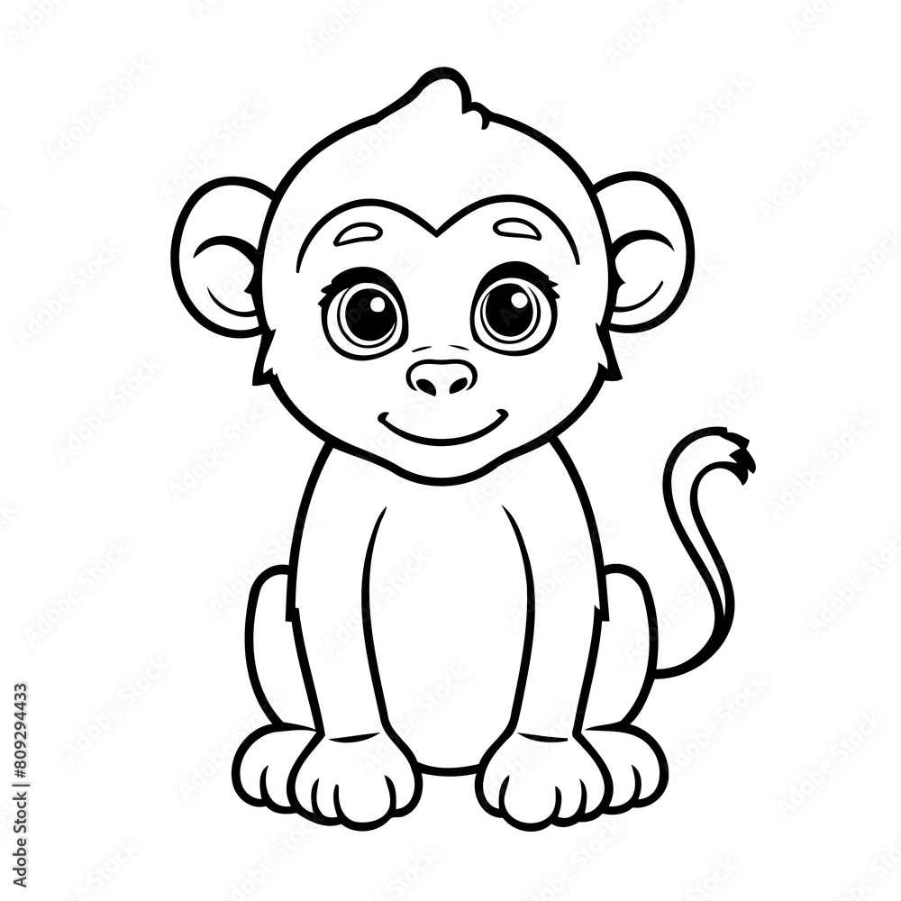Obraz premium Vector illustration of a cute Baboon drawing for colouring page