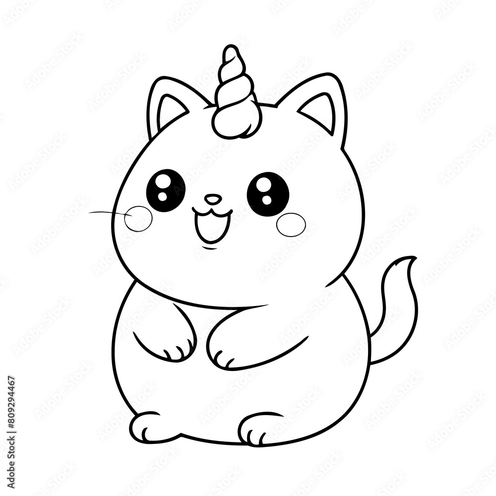 Vector illustration of a cute Caticorn doodle colouring activity for kids Vector illustration of a cute Caticorn doodle colouring activity for kids