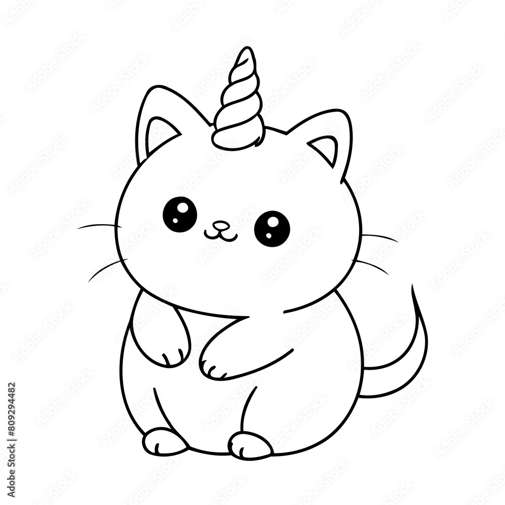 Simple vector illustration of Caticorn drawing for toddlers coloring activity Simple vector illustration of Caticorn drawing for toddlers coloring activity