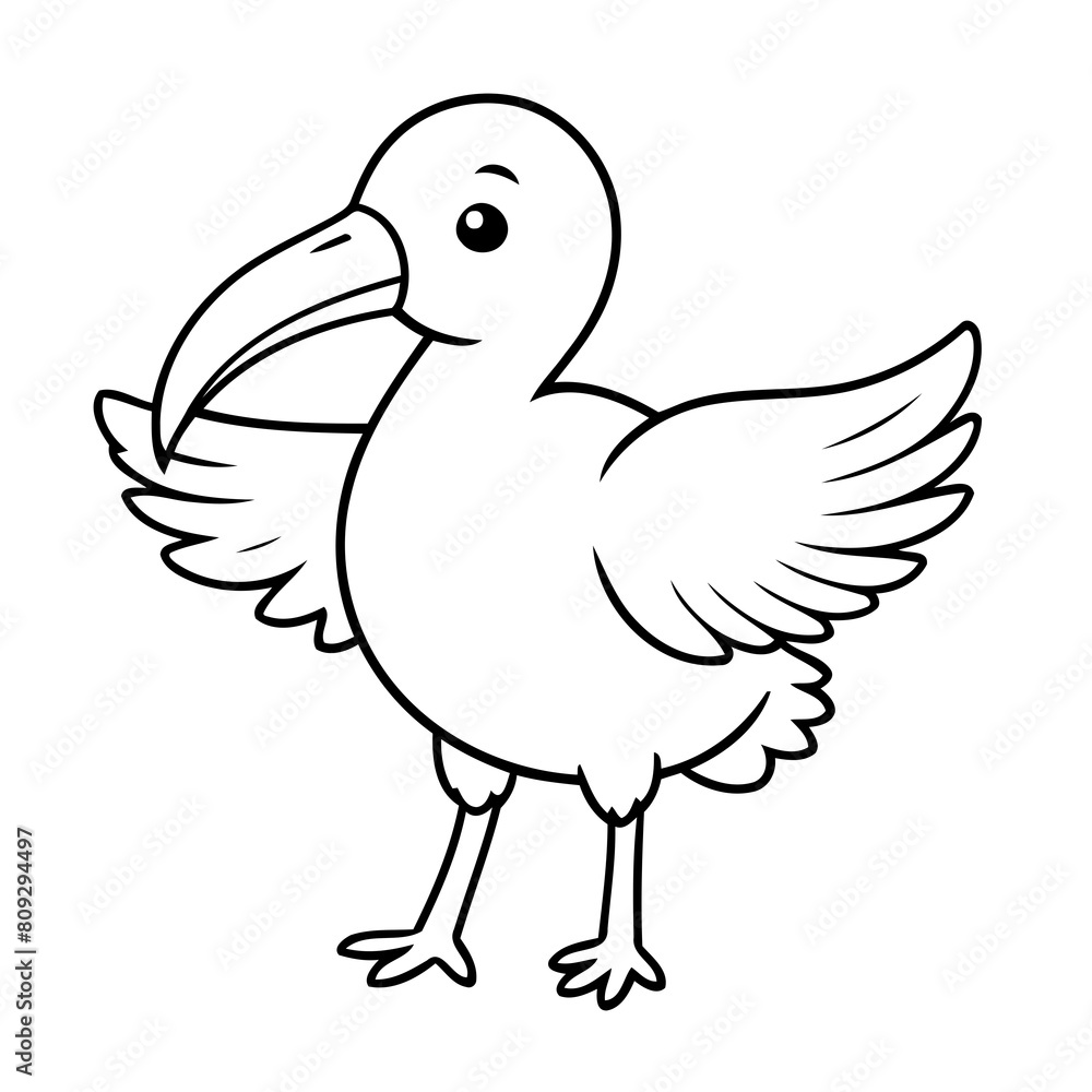 Fototapeta premium Cute vector illustration Ibis hand drawn for toddlers
