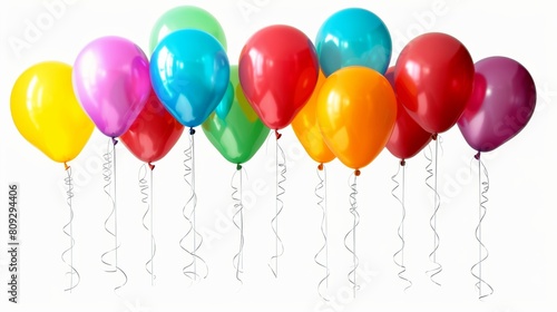 Colorful balloon cluster on white background
