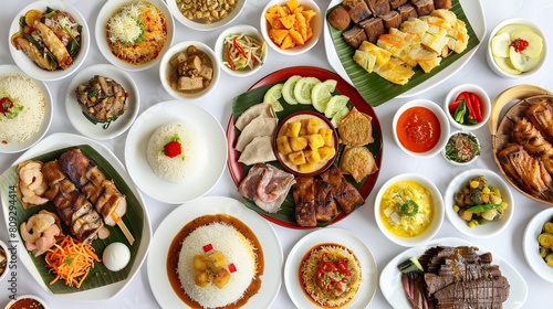 Full Package Menu Served during Lebaran Eid, on the Table White Background. Generative Ai