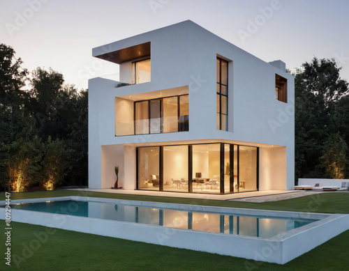 modern luxury villa with a swimming pool