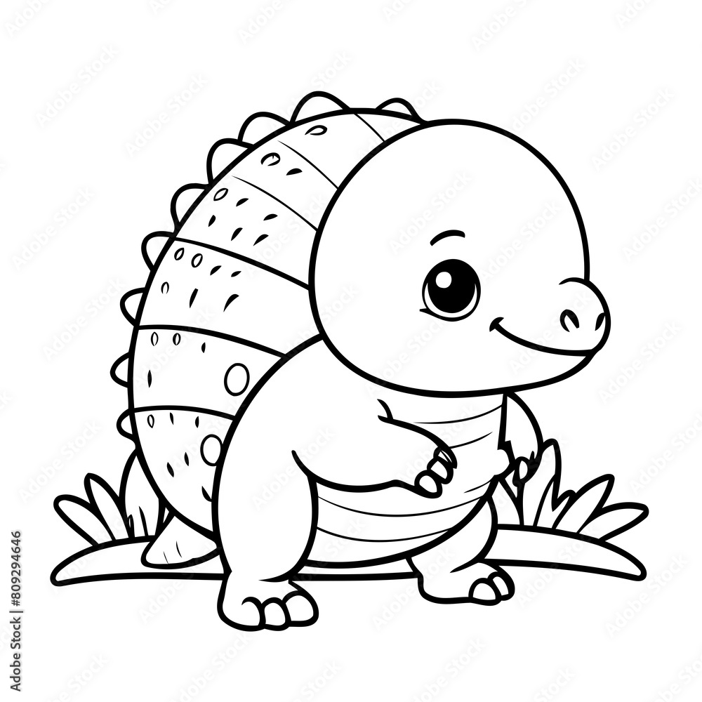 Vector illustration of a cute Armadillo doodle for kids colouring page Vector illustration of a cute Armadillo doodle for kids colouring page