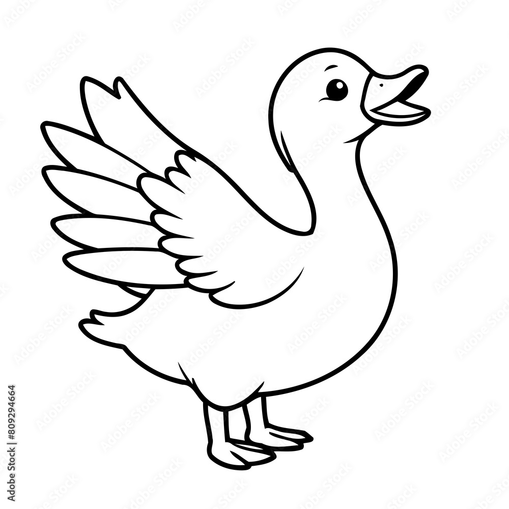 Simple vector illustration of Goose drawing for kids page Simple vector illustration of Goose drawing for kids page