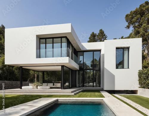 modern villa with pool