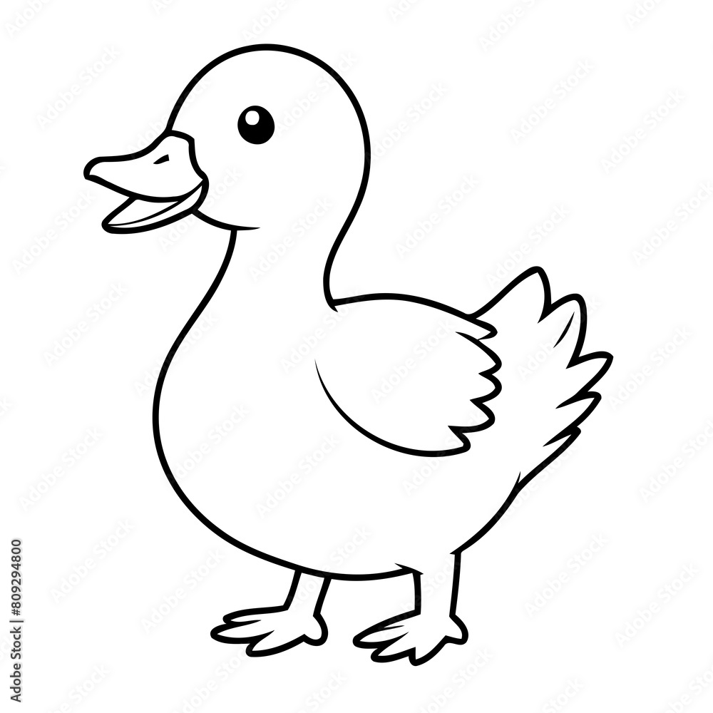 Vector illustration of a cute Goose doodle for toddlers worksheet Vector illustration of a cute Goose doodle for toddlers worksheet