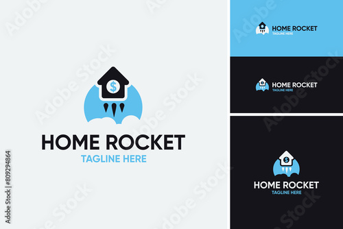 cloud rocket home with dollar logo concept designs.