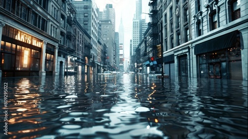 city ​​flooded by water due to daytime rains in high resolution and high quality
