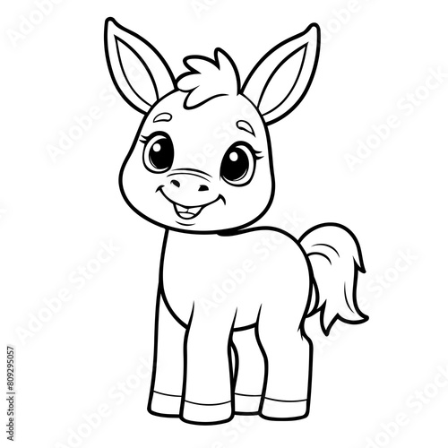 Cute vector illustration Donkey for kids colouring page