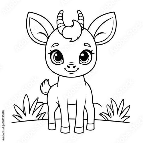 Cute vector illustration Antelope for toddlers colouring page