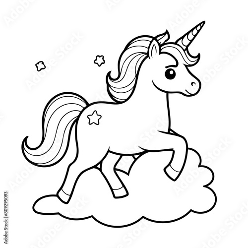 Cute vector illustration Unicorn for kids colouring page