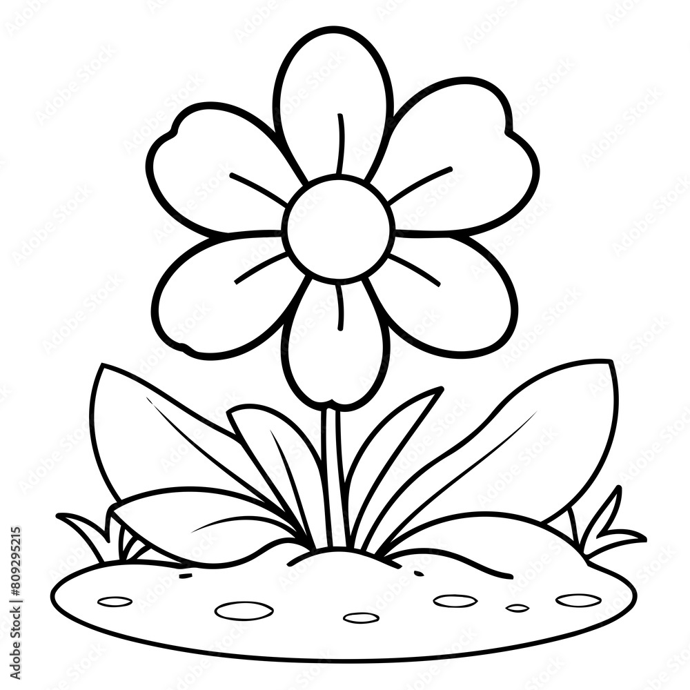Obraz premium Cute vector illustration Flower hand drawn for kids page