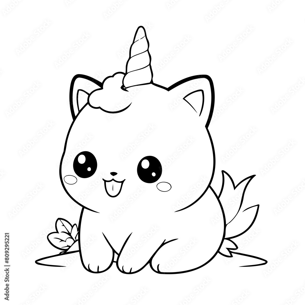 Fototapeta premium Simple vector illustration of Caticorn drawing for toddlers book