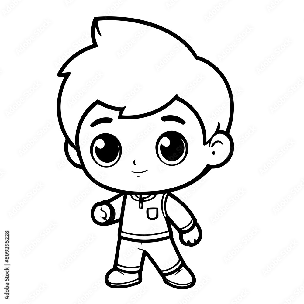 Cute vector illustration Boy drawing colouring activity Cute vector illustration Boy drawing colouring activity