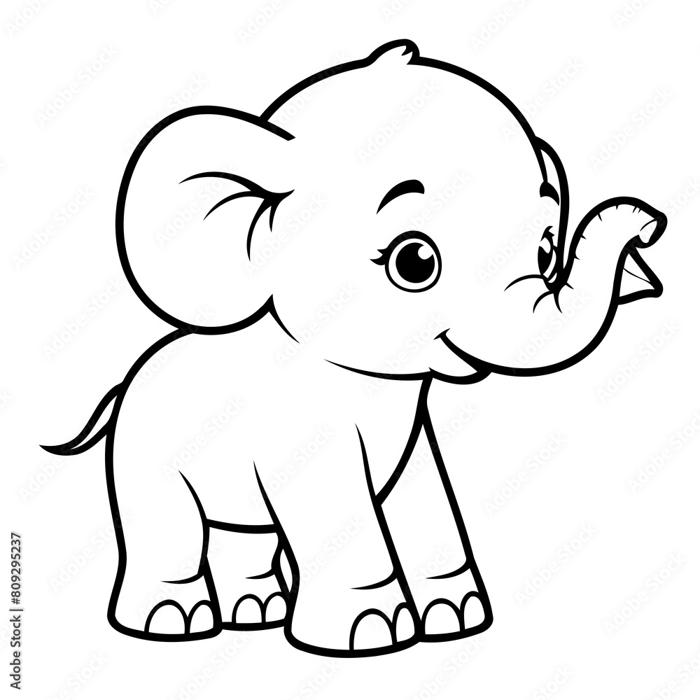 Fototapeta premium Cute vector illustration Elephant for children colouring activity
