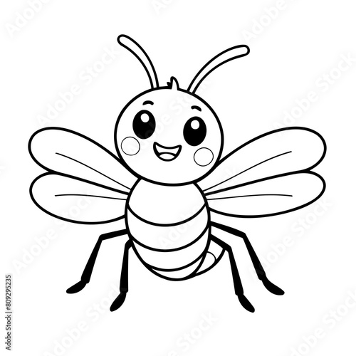 Cute vector illustration Insect doodle colouring activity for kids