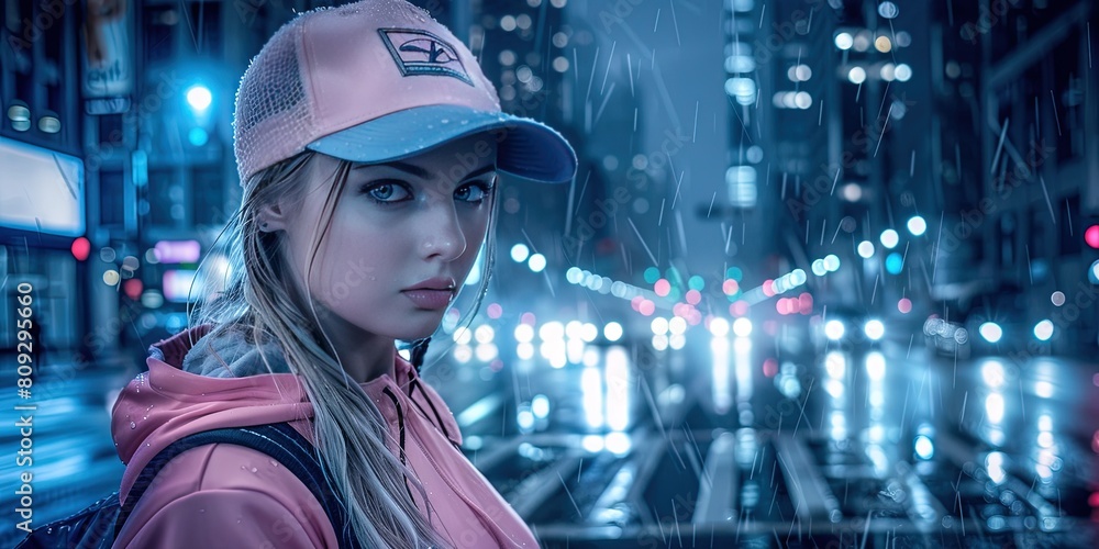 photo of Gen Z woman wearing all pink fashion exploring pastel city, lifestyle portrait photo of Gen Z woman wearing all pink fashion exploring pastel city, lifestyle portrait