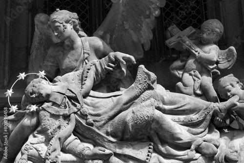 Photography PRAGUE, CZECH REPUBLIC - OCTOBER 14, 2018: The detail of statue of St