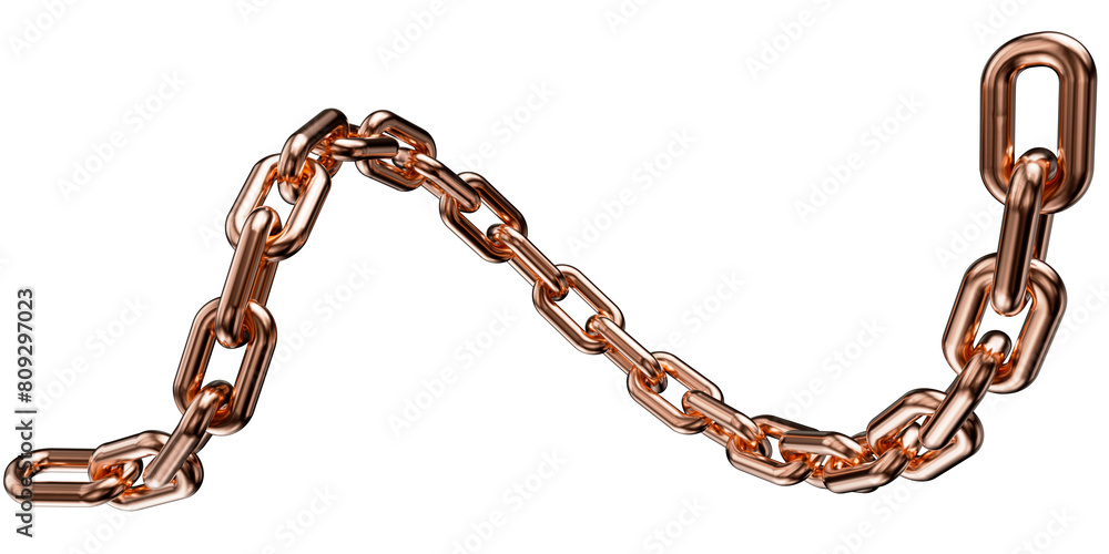 Copper chain isolated on a transparent background. 3D render. Copper chain isolated on a transparent background. 3D render.
