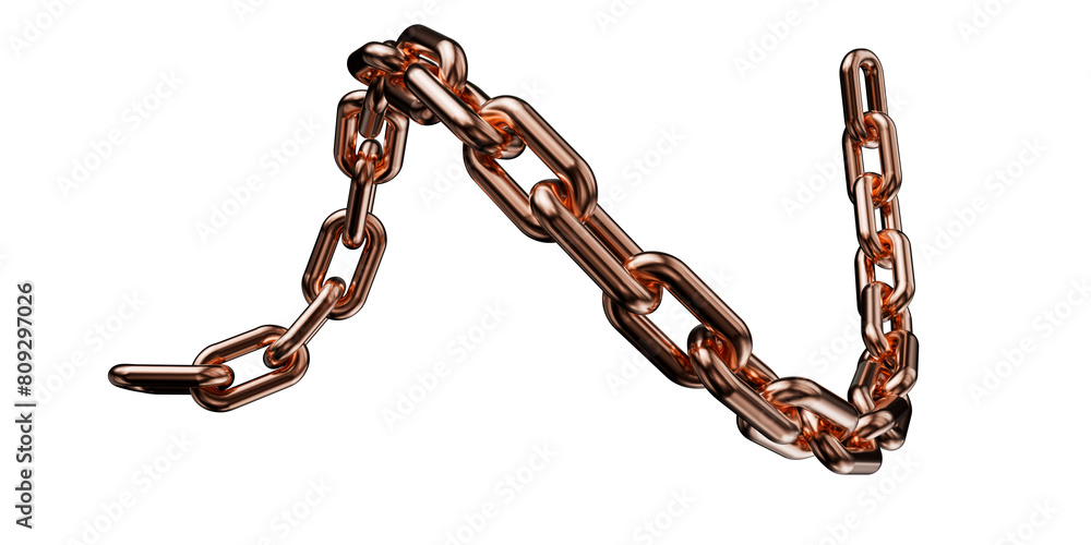 Copper chain isolated on a transparent background. 3D render. Copper chain isolated on a transparent background. 3D render.