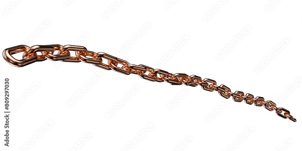 Copper chain isolated on a transparent background. 3D render. Copper chain isolated on a transparent background. 3D render.