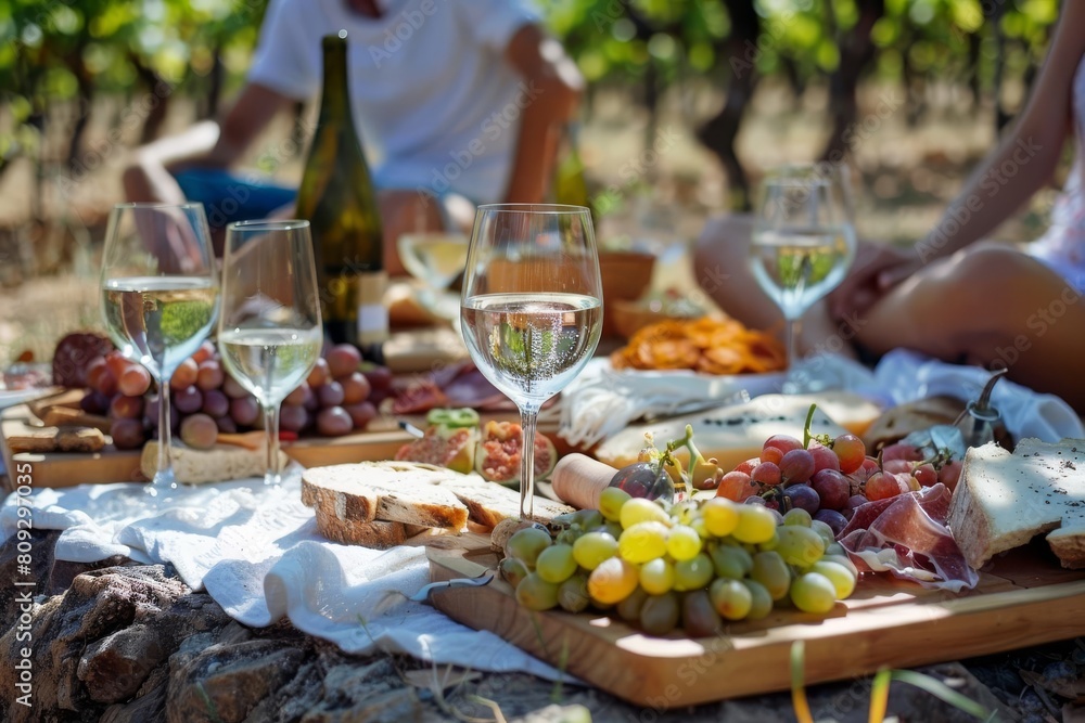 friends enjoying picnic with wine and food in vineyard countryside friendship and leisure concept photo friends enjoying picnic with wine and food in vineyard countryside friendship and leisure concept photo