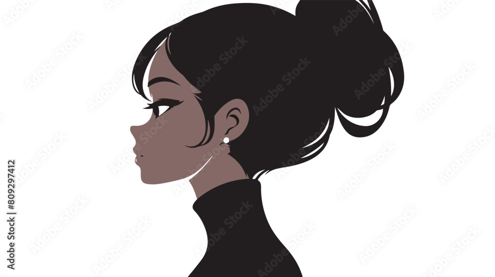 Silhouette of young woman on white background 2d fl