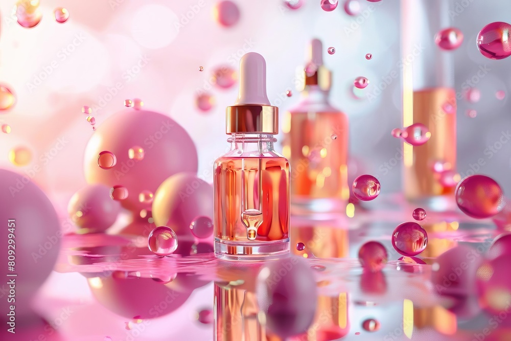 cosmetic serum oil drop on skin cell exosome and collagen for skin repair 3d illustration cosmetic serum oil drop on skin cell exosome and collagen for skin repair 3d illustration