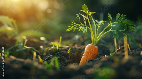 Carrot Growing from the Ground photo